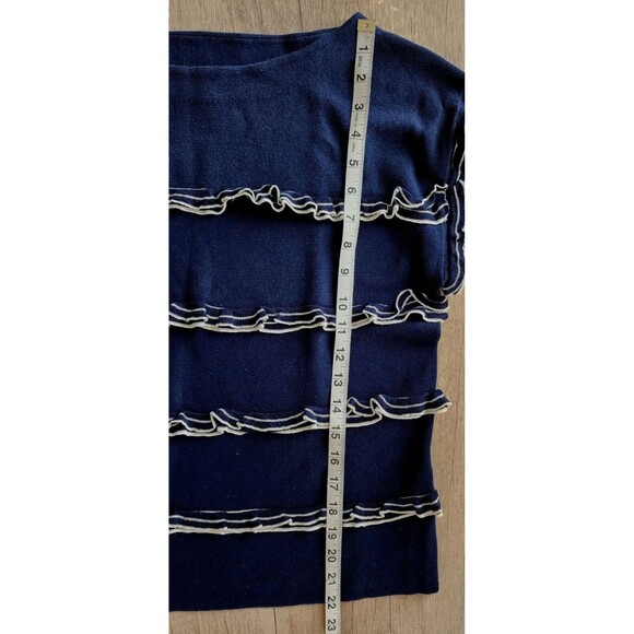 J.Crew Women’s XS Navy Blue Ruffle Trim Knit Top 100% Cotton Summer‎ 2017 - Picture 7 of 7